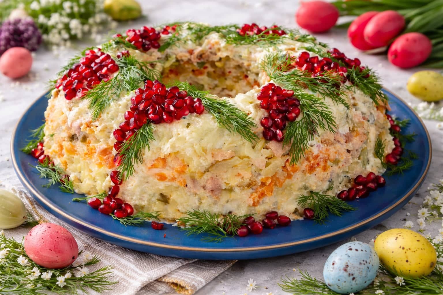 velikdenska-salata-torta-s-pile-i-dekoracia
