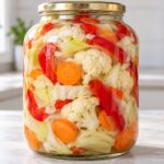 Burkan s fermentirala turshiya samo sas sol i voda, s karfiol, zele, cherveni chushki i morkovi v salamata.