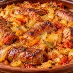 pryasno-zele-s-domashna-nadenitsa-v-glinen-sad-s-domati-i-luk