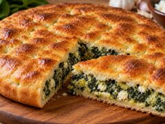 zlatista-pita-sas-spanak-byala-izvara-i-otryazano-parche-varhu-darvena-daska