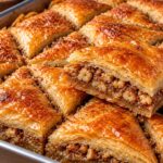 zlatista-baklava-s-orehi-i-povdignato-parche-v-metalna-tava