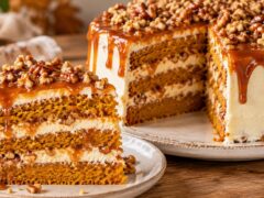 praznichna-torta-s-chetiri-tikveni-blata-vanilov-krem-karamel-i-pecheni-orehi-s-otryazano-parche